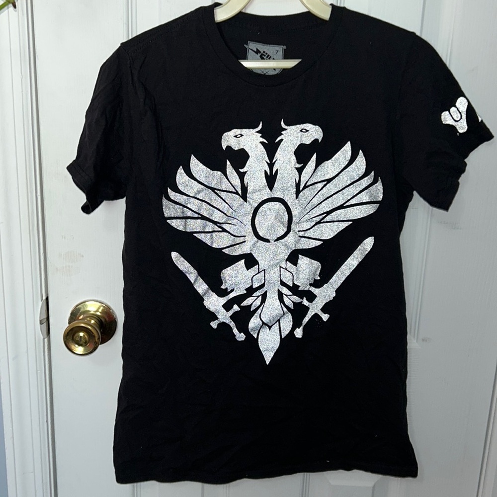 Bungie Men Black Short Sleeve Shirt 100% Cotton Sz Small EUC